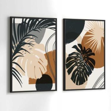 Imagem de Conjunto Quadros Decorativos com Moldura Floras Marrom Verde Kit 2 Qua