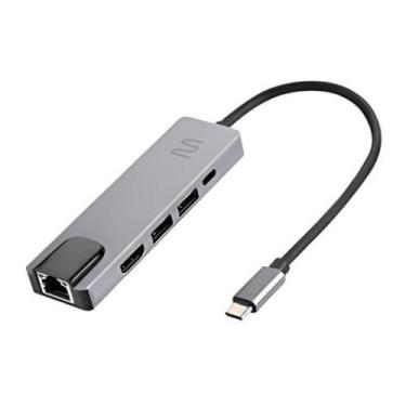 Imagem de Hub Dock Multilaser Usb Tipo-c 5 Em 1 Com Hdmi 4k, Rj45 Ethernet, Usb 