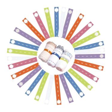 Imagem de COMZPLIFE Faixa elástica com casas de botão, organizador de armário dobrável para lençol, alça de armazenamento de roupas ajustável, economia de espaço para bagagem de viagem (25 peças)