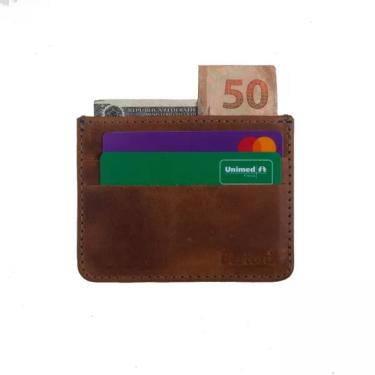 Imagem de Carteira Compacta Masculina Em Couro Legítimo Slim Bertoni Horse Caramelo