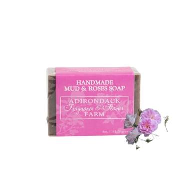 Imagem de Adirondack Fragrance & Flavor Farm Sabonete ADK Natural Mud & Rose 113 g, sabonete corporal de azeite vegano feito à mão para pele seca e sensível, hidratante para homens, mulheres e bebês, produzido