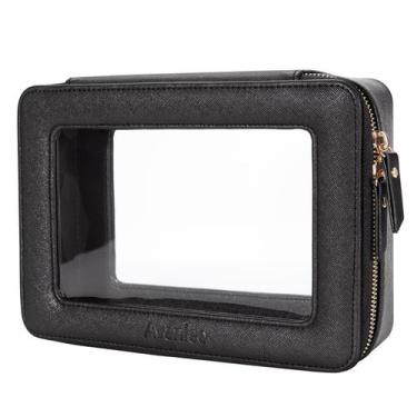 Imagem de Organizador de bolsas de maquiagem Aveniee Clear Travel Toiletry Black