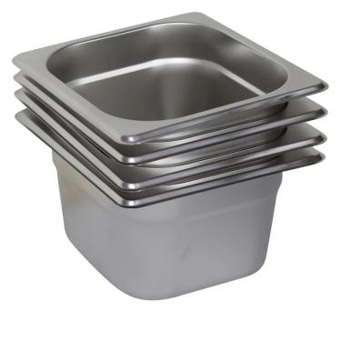 Imagem de 4 Cubas Gastronômica Buffet GN 1/6 65mm Aço Inox Sem Alça