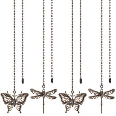 Imagem de SHIFANQI Corrente para ventilador de teto, pacote com 4 unidades de extensão de corrente para ventilador de libélula de cobre, corrente decorativa de 30,5 cm, pingente para ventilador de luz de teto