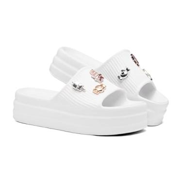 Imagem de Chinelo Slide Nuvem Conforto e Estilo - Original Com Pins Exclusivos chinelo feminino confortável chinelo para dia a dia(Branco,35)