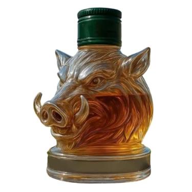 Imagem de Rrlihjgu Decanters de Vinho | Estatuia de Arte em Vidro de Javali para Whisky | Dispensador de Bebidas Decorativo para Bourbon Brandy Tequila | Para Sala Restaurante Homens Barmen