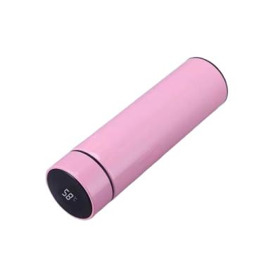 Imagem de Garrafa Térmica 500ml Portátil Termômetro Inox Display Led Material de Aço Inoxidável, (Cores Sortidas) (Rosa)