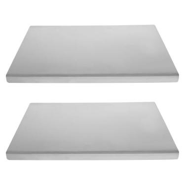 Imagem de Tábua de corte de aço inoxidável, tábuas de cozimento de aço inoxidável antiderrapantes com borda dobrável, tábuas de pastelaria seguras para cortar legumes e frutas (2 peças, 40 x 30 cm)