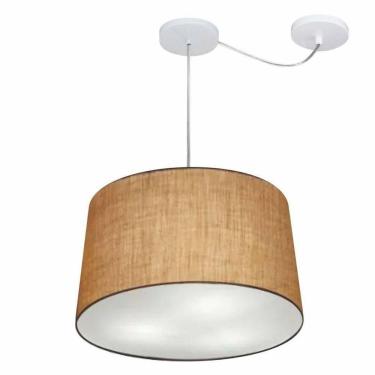 Imagem de Lustre Pendente Cone Com Desvio De Centro Vivare Md-4281 Cúpula Em Tecido 40x45cm - Biv...