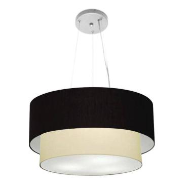 Imagem de Lustre Pendente Duplo Cilíndrico Vivare Md-4061 Cúpula Em Tecido 50x40cm - Bivolt Preto...