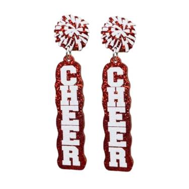 Imagem de Brincos de torcida joias de líder de torcida bola de flor megafone brincos esportivos para mulheres amantes de esportes, acessórios de dia de jogo, Zinco, Sem pedra preciosa
