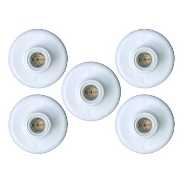 Imagem de 2X Kit 05 Plafon Simples Branco Bocal E - 27 Paflon E-27