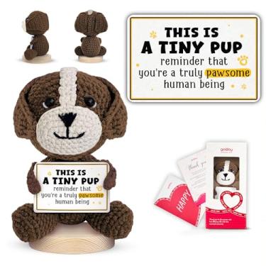 Imagem de Gossby Positive Dog Crochet - A Tiny PUP Reminder - Inspirational Gift for Women, Men - Christmas, Birthday, Emotional Support, Positive Energy, Dog Lover Gift for Friend, Coworker, Teacher, Mom