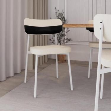 Imagem de Conjunto 4 Cadeiras de Jantar Alloa Tecido Mesclado Est.Branca - Metal