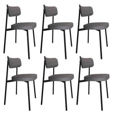 Imagem de Conjunto 6 Cadeiras de Jantar Alloa Corriente Est.Preta - Metalig