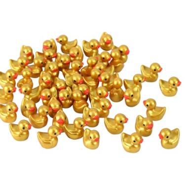 Imagem de 100un Mini Patos de Resina Dourados, 1,5x1,4x1cm Pequenos patos Dourados Pequenas Figuras de Resina para Micropaisagem Jardim Bolos Decoração e Festas Artesanais DIY