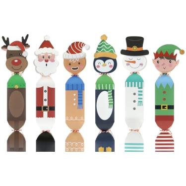 Imagem de 24 caixas de presente de Natal em forma de doce, com corda de cânhamo, Papai Noel, boneco de neve, rena, faça você mesmo, caixa de lembrancinha de Natal, recipiente de presente pequeno para