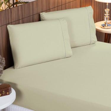 Imagem de Jogo de Lençol Queen 3 Peças Percal 400 Fios 100% Algodão Acetinado Po