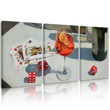 Imagem de Arte de parede de carrinho de bar moderno retrô de pôquer de dados decoração de parede pôster estético preppy y2k Aperol Spritz impressões imagens de cartas de baralho para sala de estar, apartamento