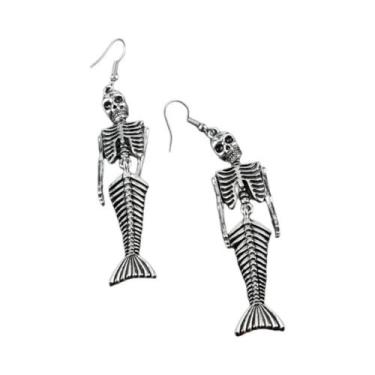 Imagem de Colar Gótico com Pingente de Cauda de Sereia e Caveira Punk - Joia de 