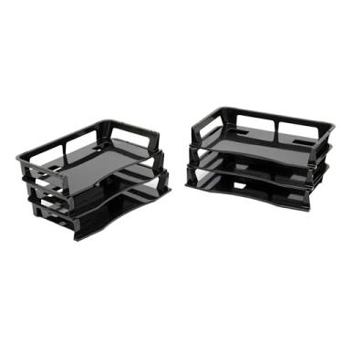 Imagem de Maxcril Organizador de Mesa Empilhável, 12 Bandejas, Preto, para Documentos A4 e Papelaria