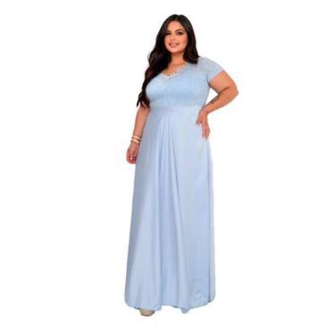 Imagem de Vestido Longo de Festa Plus Size - Glamoor Festa, Azul serenity, G