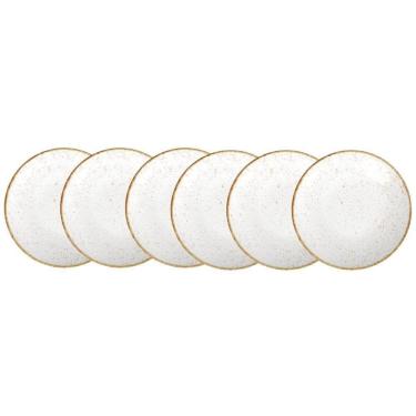Imagem de Kit Prato Sobremesa Porcelana Rústico Marrom 6Pçs Tramontina
