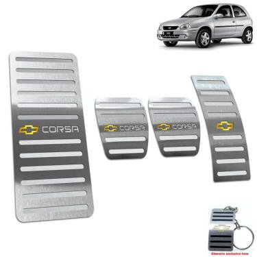 Imagem de Kit Pedaleira + Descanso Chevrolet Corsa 1994 2001 Aço Inox