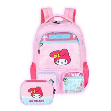 Imagem de Kit Mochila Costas My Melody Meninas Hello Kitty Estojo Box