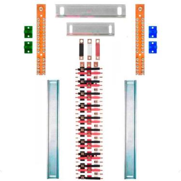 Imagem de Kit Barramento Trifásico Isolado 150A para 56 Circuitos com Placa de P