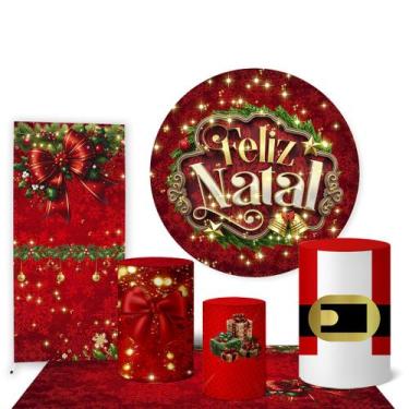 Imagem de Trio Capas Cilindro e Painel Redondo e Lateral e Tapete Natal - Fadrix