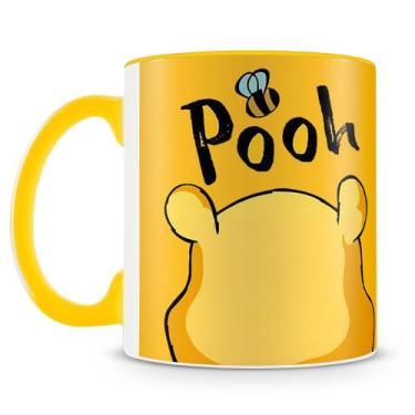 Imagem de Caneca de Porcelana Ursinho Pooh Personalizada com Alça Amarela - Amo 
