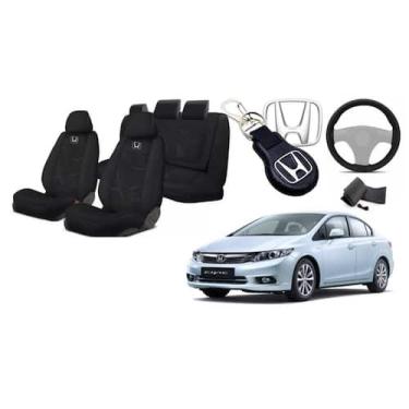 Imagem de Kit Personalizado Assentos Estofado Civic 11-17 + Volante + Chaveiro -
