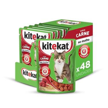 Imagem de Pack Ração Úmida Kitekat Sachê Carne ao Molho para Gatos Adultos 70 g - 48 unidades