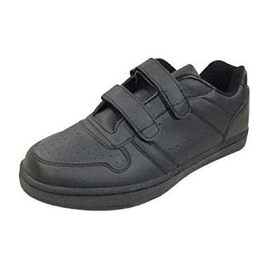 Imagem de Benefit Wear Tênis de couro com gancho duplo para mulheres e homens | Treino multiuso, academia, trabalho, streetwear, tênis casuais, Preto, 15 Wide Women/13 Wide Men