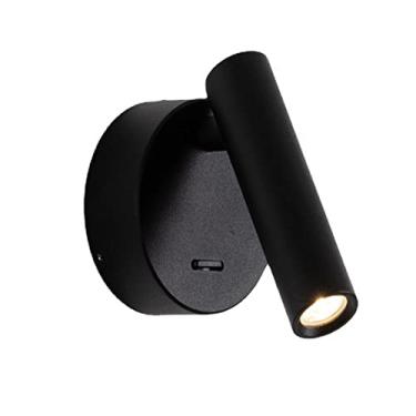 Imagem de Luminária de cabeceira LED para leitura, luminária de cabeceira, controle de interruptor, luminária de parede redonda de metal branca, luz de fundo 3W 3000k, luminária de parede quente, lumi