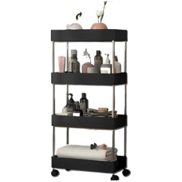 Imagem de Carrinho Organizador Móvel Com 4 Prateleiras Para Diversos Itens Com Rodinha(Preto,P)