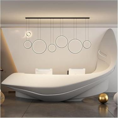 Imagem de Lustre moderno LED, lustre moderno para cozinha, decoração para casa, mesa, bar, tira de LED, escritório, designer, círculo, tira longa reta, luz pendente, lustre LED moderno, decoração mode