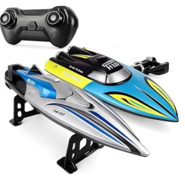 Imagem de Lancha Barco Corrida Brinquedo Rc 2.4g com Controle Remoto 2 Motores 30km (Azul)