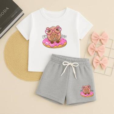 Imagem de Conjunto Infantil Feminino Estampa Capivara Donuts 631 Roupa de Menina