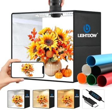 Imagem de Lightdow Caixa de luz de estúdio fotográfico de 40,6 x 40,6 cm x 40,6 cm com 180 LEDs (CRI>95) e cabo tipo C (18W), 6 cenários – Portátil/regulável/versátil para brinquedos/joias/relógios/cosméticos