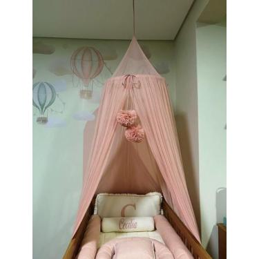 Imagem de Mosquiteiro Tenda Teto Cabana Dossel Microtule Para Berço Rosê Nude - 