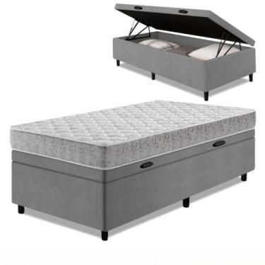 Imagem de Cama Box Baú Solteiro D33 Inducol Soft 88x188x58cm Cbp Cinza - CBP COL