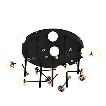 Imagem de PLAFON FUXICO DOURADO E PRETO E BRANCO (D)58CM (A)30CM 15X3W 3000K 2250LM