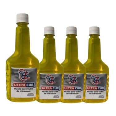 Imagem de Kit de 4 Produtos de Limpeza para Cuba de Ultrassom Automotiva, Fluído Concentrado, 500ml cada, Amarelo
