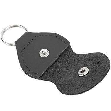 Imagem de RiToEasysports Elegante Guitarra Picareta Caso Chaveiro Acessório de Guitarra Couro do Plutônio Suporte Memória Plectrum (Preto)