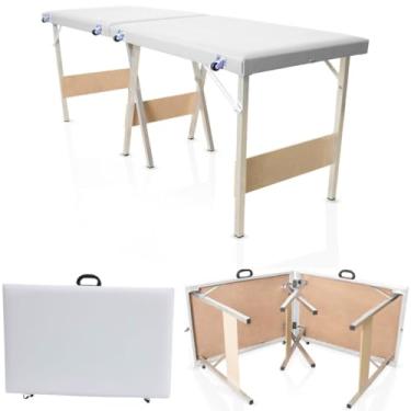 Imagem de Maca Portatil Dobravel Maleta Massagem Estetica Depilação Cores Variadas (Branco)