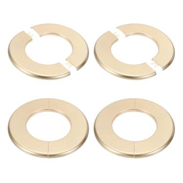 Imagem de PATIKIL Flange de parede 140 mm / 5,5" OD, 4 peças de cobertura de placa de escudo redondo PPR placas de cobertura de encanamento com fita autoadesiva para torneira de tubo de água de 78 mm / 3,1" de