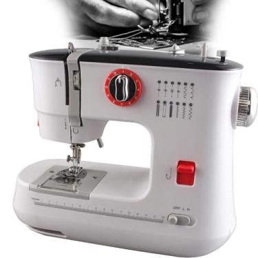 Imagem de Mini MáQuina De Costura PortáTil,MáQuina Overlock DoméStica Totalmente AutomáTica,Cabo De Oito Pinos E Duas Fileiras,9 NíVeis De Ajuste,Para Roupas,Tecidos,FaçA Você Mesmo