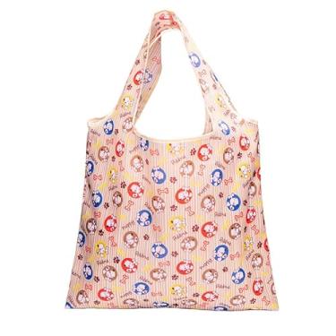 Imagem de 1 sacola de grande capacidade, bolsa de compras leve e dobrável, bolsa de compras feminina, Estampa de cachorro pequeno, Large